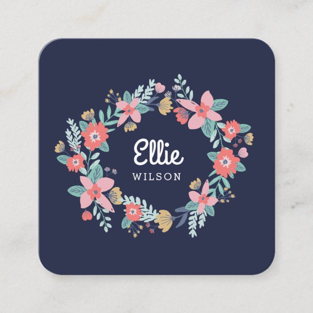 Cartão De Visita Quadrado Grinalda do jardim (Frente)