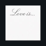 Cartão De Visita Quadrado Guestbook de casamento Deixe uma nota O amor é<br><div class="desc">Cartões de conselho básicos de casamento branco "Dia de papelaria" para usar em vez de um livro de convidados. Deixem essas cartas de fora e deixem seus hóspedes escreverem a mensagem.</div>