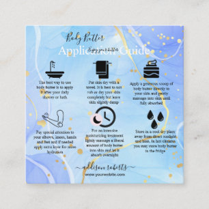 Cartão De Visita Quadrado Guia de aplicação de manteiga corporal Elegante mo