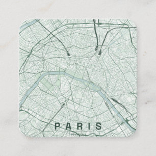 Cartão De Visita Quadrado Guia de Mapa de Turismo da Cidade de Paris França 