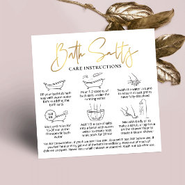 Cartão De Visita Quadrado Guia do Usuário de Segurança de Sais de Banho Bran