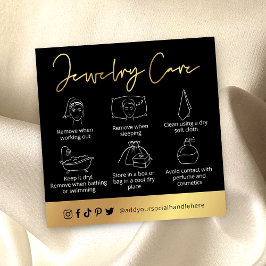 Cartão De Visita Quadrado Guia Elegante de Jewelry Care Placa de logotipo pr