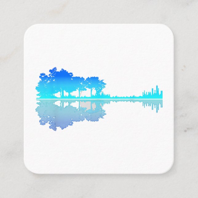 Cartão De Visita Quadrado Guitar Lake Shadow Love Guitar Musical (Frente)