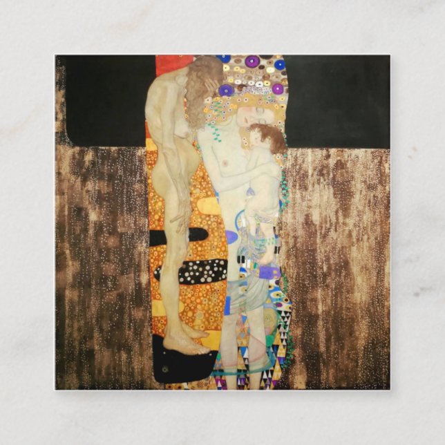 Cartão De Visita Quadrado Gustav Klimt - As Três Idades Da Mulher (Frente)