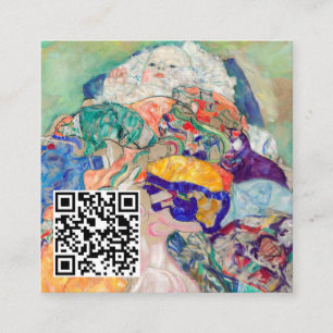 Cartão De Visita Quadrado Gustav Klimt - Bebê/Berço - Código QR