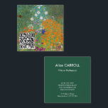 Cartão De Visita Quadrado Gustav Klimt - Jardim Flor - Código QR<br><div class="desc">Jardim Flor - Gustav Klimt em 1905-1907</div>