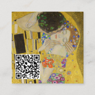 Cartão De Visita Quadrado Gustav Klimt - O Beijo - Código QR