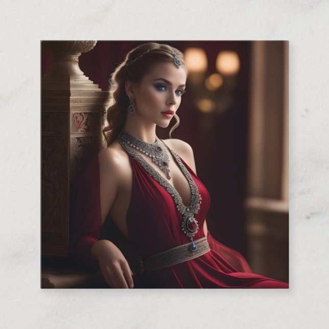 Cartão De Visita Quadrado Há algo sobre uma linda mulher vestindo (Frente)