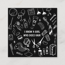 Cartão De Visita Quadrado Hair Salon Stylist Black