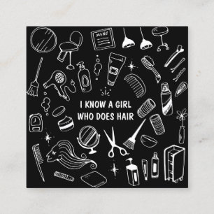 Cartão De Visita Quadrado Hair Salon Stylist Black