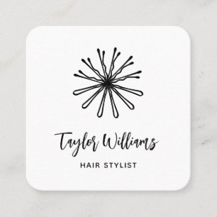 Cartão De Visita Quadrado Hair Stylist Hairstylist Hairdresser Bobby Pins