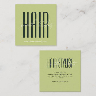 Cartão De Visita Quadrado Hair stylist modern typography script pearl pink