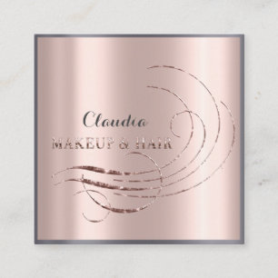 Cartão De Visita Quadrado Hair Stylist Salon Makeup Artist Appoint Rosa