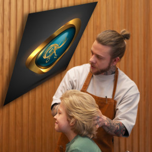 Cartão De Visita Quadrado Hairdresser de logotipo Dourado personalizado