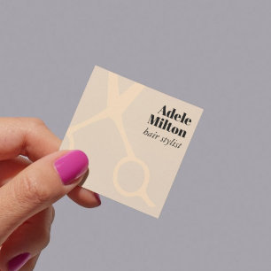 Cartão De Visita Quadrado Hairstylist mínimo de tesouras de Rosa de Pastel 