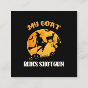 Cartão De Visita Quadrado Halloween Assustador de Goat Shotgun