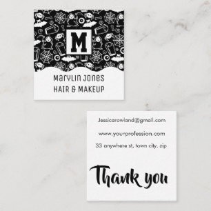 CARTÃO DE VISITA QUADRADO HALLOWEEN DOODLES PADRÕES