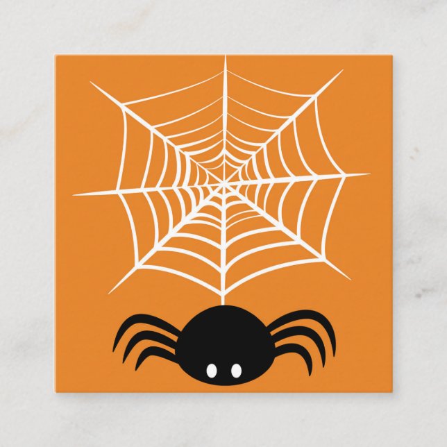 Cartão De Visita Quadrado Halloween Spider Web (Frente)