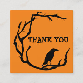 Cartão De Visita Quadrado Halloween Wreath Crow obrigado você para seu pedid