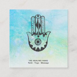 Cartão De Visita Quadrado *~* Hamsa | Mão de Fátima | Crateras da Lua Yoga