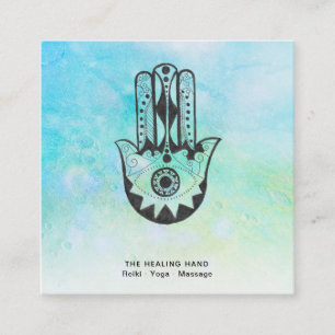Cartão De Visita Quadrado *~* Hamsa Mão de Fátima Crateras da Lua Yoga