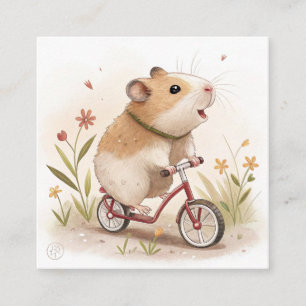 Cartão De Visita Quadrado Hamster Na Bike