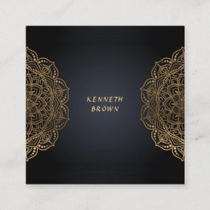 Cartão De Visita Quadrado Handyman Repara Preto Dourado
