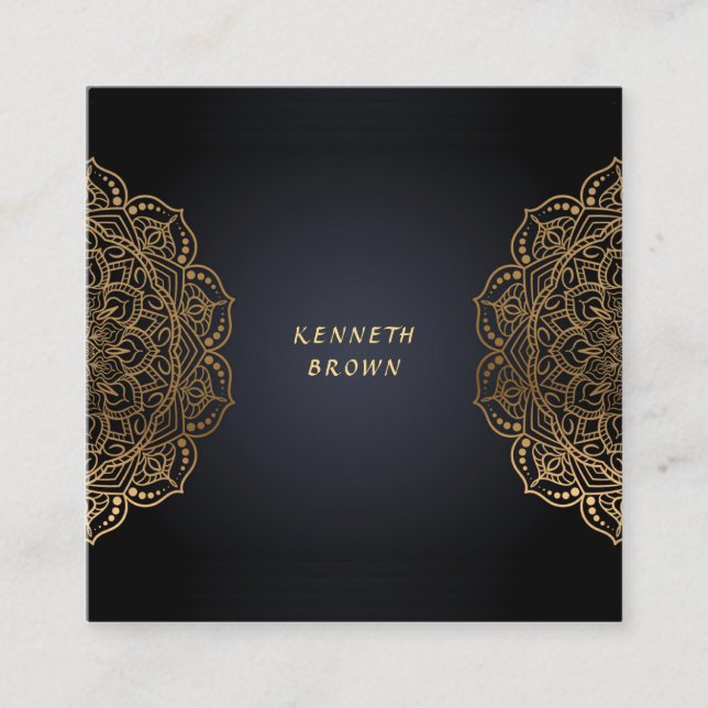 Cartão De Visita Quadrado Handyman Repara Preto Dourado (Frente)