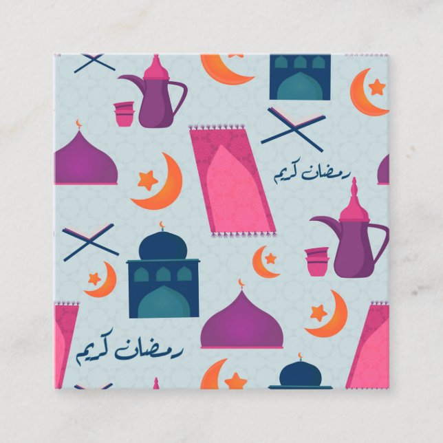 Cartão De Visita Quadrado Happy Ramadan Pattern (Frente)