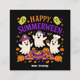 Cartão De Visita Quadrado Happy SummerEntre Halloween Spooky Summer Ghost