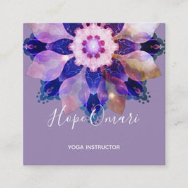Cartão De Visita Quadrado Harmonia Radiante | Mandala Floral Luminosa