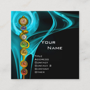 CARTÃO DE VISITA QUADRADO HASTE DE ASCLEPIUS, 7 CHAKRAS, IOGA, ENERGIA