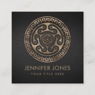Cartão De Visita Quadrado Hecate Roda Preto e Dourado