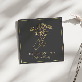 Cartão De Visita Quadrado Herbal + Apothecary Dourado Square Business Ca