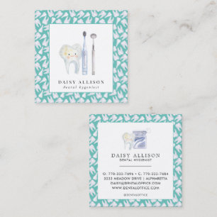 Cartão De Visita Quadrado Higienista Dentista Dental de Água-Cor