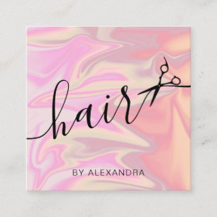 Cartão De Visita Quadrado Hirestilista holográfica na moda moderna e elegant