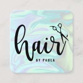 Cartão De Visita Quadrado Hirestilista holográfica na moda moderna e elegant