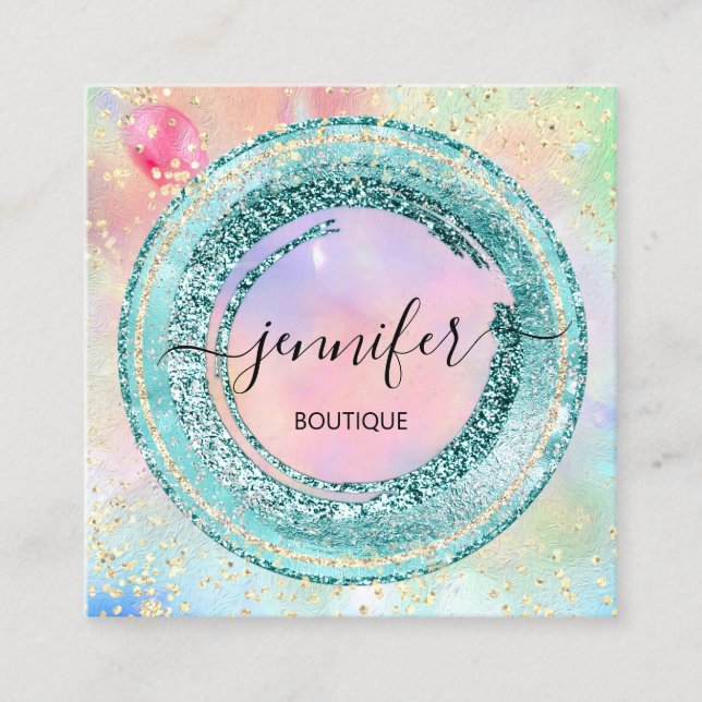 Cartão De Visita Quadrado Hológrafo do Compro Boutique Profissional Código Q (Frente)
