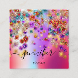 Cartão De Visita Quadrado Hológrafo do Planejador de Eventos do Compro Bouti