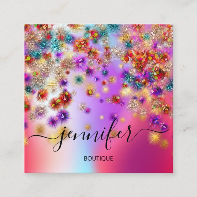 Cartão De Visita Quadrado Hológrafo do Planejador de Eventos do Compro Bouti (Frente)