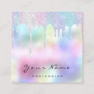 Cartão De Visita Quadrado Hológrafo do Unicórnio Makeup Artist Hair Lash