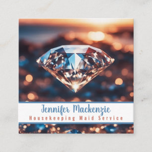 Cartão De Visita Quadrado Home Page Limpeza do Serviço Maid Doméstico