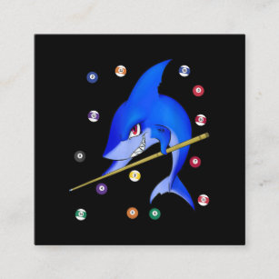 Cartão De Visita Quadrado Homem de Tubarão Piscina Engraçado Billiards
