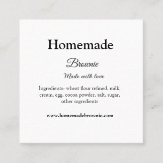 Cartão De Visita Quadrado Homemade brwonie feito com amor adicione texto web