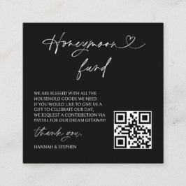 Cartão De Visita Quadrado Honeymoon Fund Wedding Request Enclosure QR Card