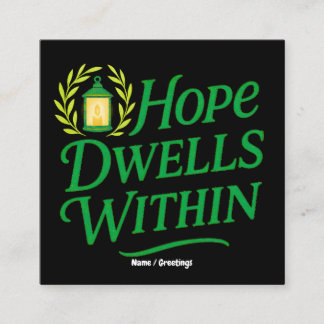 Cartão De Visita Quadrado Hope Dwells Within Inspirational Lantern Wreath