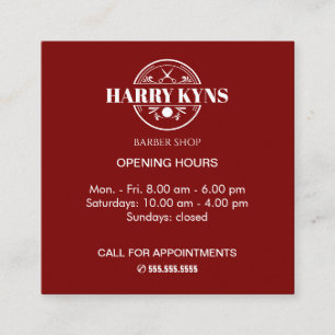 Cartão De Visita Quadrado Horário de abertura de compro de barbeiro personal