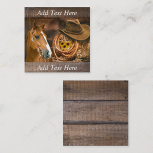 Cartão De Visita Quadrado Hormona Ocidental Hat Lasso Girassóis 