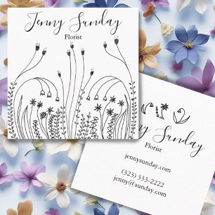 Cartão De Visita Quadrado Horticultura da Arte da Linha do Jardim