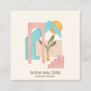 Cartão De Visita Quadrado hotel imobiliário para preparação de interiores